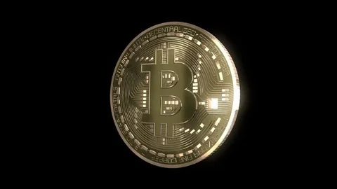 Bitcoin Spin on Black Stock Footage 85013662