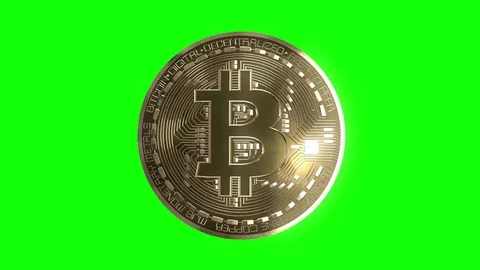 Bitcoin Spin on Green Stock Footage 85059747