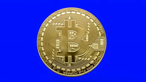 Bitcoin Spinning on bluescreen background. Stock Footage 221816224