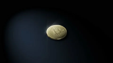 Bitcoin spinning over black background animation. 3d rendering. Stock Footage 166729455