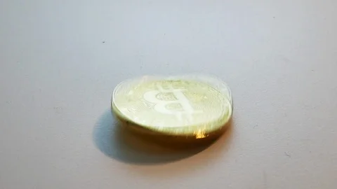 Bitcoin spinning on white background and lay at center 動画素材 98264282