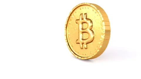 Bitcoin spinning on white surface Stock Footage 85486809