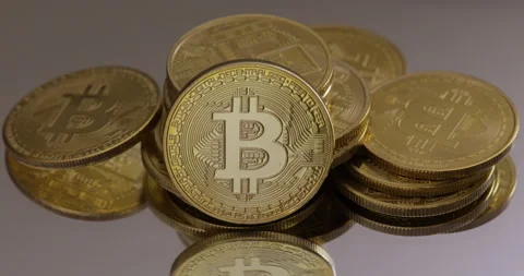 Bitcoin Stack with Clean Background Stock Footage