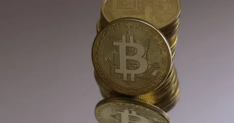 Bitcoin Stack with Clean Background Stock Footage 148183289