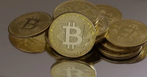 Bitcoin Stack with Clean Background Stock Footage 148184471