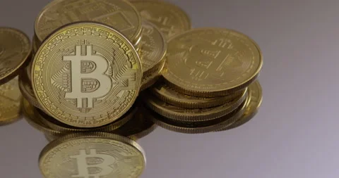 Bitcoin Stack with Clean Background Stock Footage 148184771