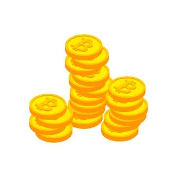 Bitcoin stack. Cryptocurrency on white background. Virtual money. Vector illu Stock Illustration