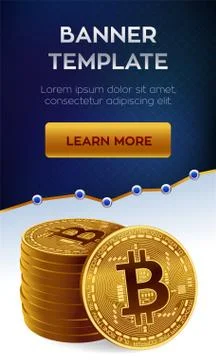 Bitcoin. Stack of golden coins with bitcoin symbol. Cryptocurrency editable b Stock Illustration