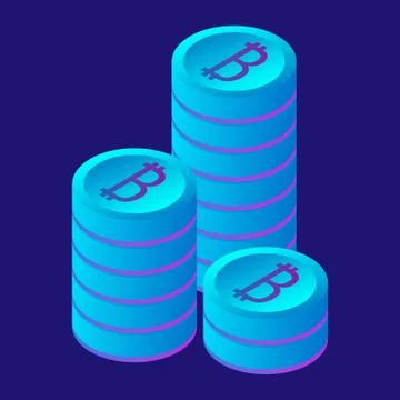Bitcoin stack icon, isometric style Stock Illustration