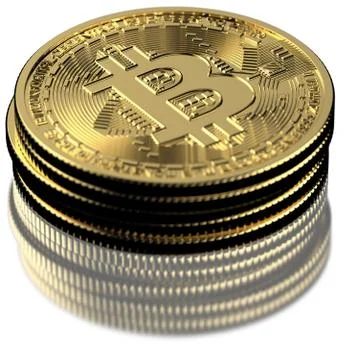 Bitcoin Stack on White Stock Illustration