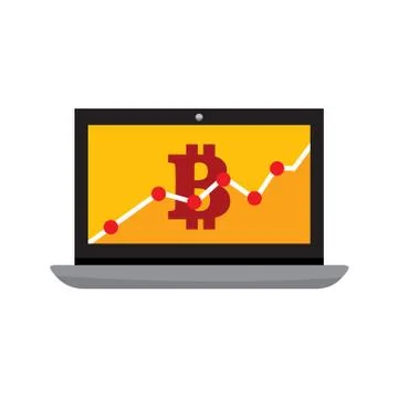 Bitcoin Statistic Chart Laptop Computer Vector Illustration Graphic Illustration