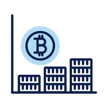 Bitcoin statistics bars crypto currency line style Ilustração Stock