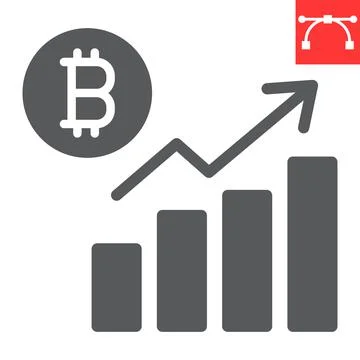 Bitcoin statistics glyph icon, graph and growth, bitcoin diagram vector icon Stock Illustration