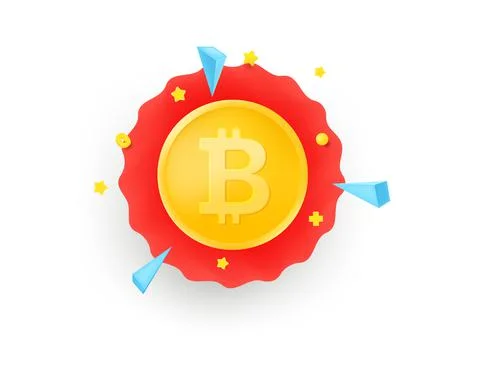 Bitcoin sticker. Vector insignia isolated on white background. 3d vector illu Illustrazione stock