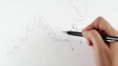 Bitcoin Stock Chart Analysis: A broker, trader or investor is analyzing a Stock Footage 157453505