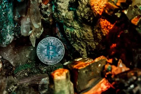 Bitcoin in the stone 스톡 사진