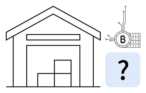 Bitcoin Storage Concept with Cryptocurrency and Blockchain Technology Symbols Stock Illustration