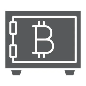 Bitcoin storage glyph icon, security and money 스톡 일러스트
