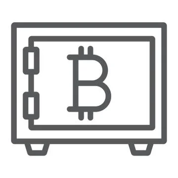 Bitcoin storage line icon, security and money Stock Illustration