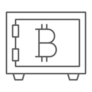 Bitcoin storage thin line icon, security and money 스톡 일러스트