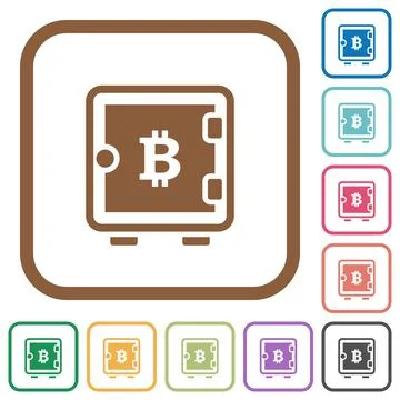 Bitcoin strong box flat round icons simple icons Stock Illustration