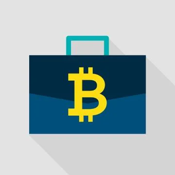 Bitcoin Suitcase Flat Icon Stock Illustration