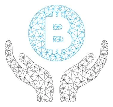 Bitcoin Support Hands Vector Mesh Wire Frame Model 스톡 일러스트