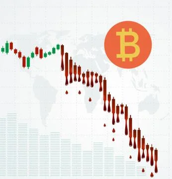 Bitcoin symbol and bleeding chart. Stock Illustration