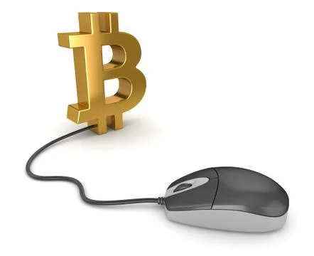 Bitcoin Symbol and Computer Mouse Stock Illustration