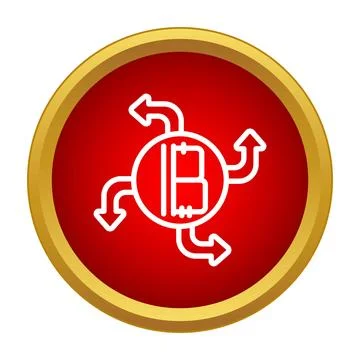Bitcoin symbol with arrows indicating circulating digital currency payment Stock Illustration