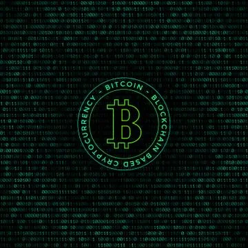 Bitcoin symbol binary code background. Stock Illustration