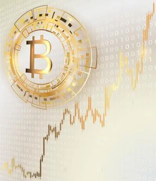 Bitcoin symbol on a bright  background. Illustrazione stock