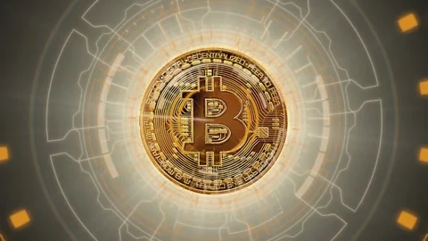 Bitcoin symbol coin Digital VR and AR future computer interface.cryptocurrency Stock Footage 336270236