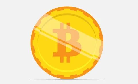 Bitcoin symbol on the coin in flat design. Vector illustration. Stock Illustration