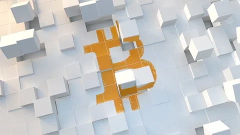 Bitcoin Symbol On Cubes Grid Stock Footage 303728073