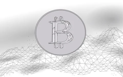 Bitcoin symbol on data flow binary code. Golden currency crypto currency banking Stock Illustration