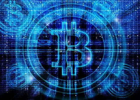 Bitcoin symbol digital abstract background Stock Illustration
