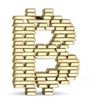 Bitcoin symbol from gold bars Stock Illustration