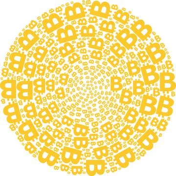 Bitcoin Symbol Icon Exploding Round Cluster Mosaic Illustrazione stock