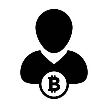 Bitcoin symbol icon vector blockchain cryptocurrency with male person profile Stock Illustration