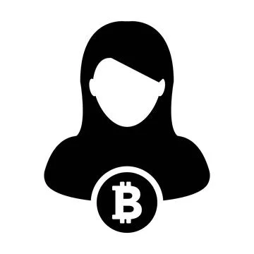 Bitcoin symbol icon vector blockchain cryptocurrency with female person profile Stock Illustration