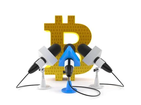 Bitcoin symbol with interview microphones Illustration