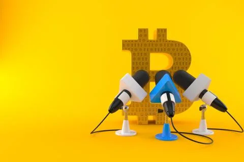 Bitcoin symbol with interview microphones Stock-Illustration