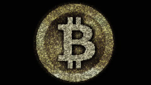 Bitcoin symbol made of binary code. Ones and zeros Stock Footage 231115826