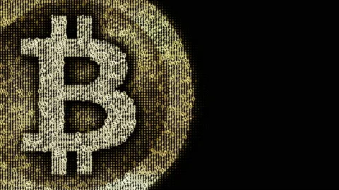 Bitcoin symbol made of binary code. Ones and zeros. With copy space Stock Footage 231115828