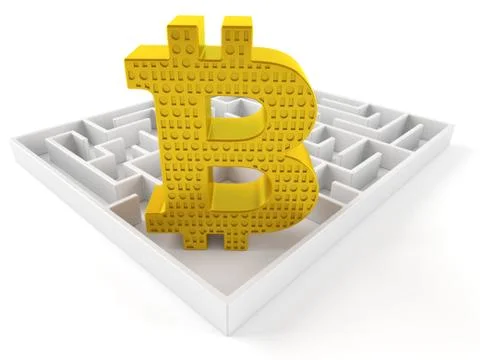 Bitcoin symbol with maze Stock Illustration