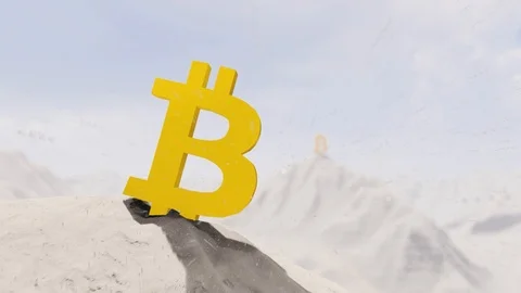 Bitcoin Symbol on Mountain Concept 4K Animation, 3D Rendering Stock Footage 122247738