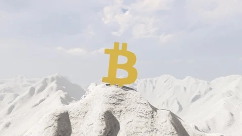 Bitcoin Symbol on Mountain Concept 4K Animation, 3D Rendering Stock Footage 122247823