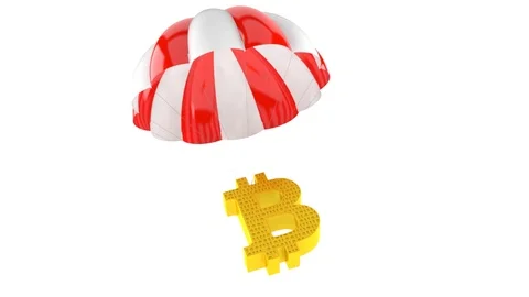 Bitcoin symbol with parachute Stock Footage 101759260
