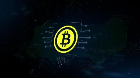 Bitcoin symbol on the processor. Bitcoin cryptocurrency decentralized symbol Stock-Illustration